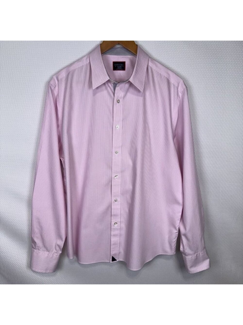 Untuckit Shirt Mens Size XL Pink Striped Flip-Cuff Douro Button Up Wrinkle Free